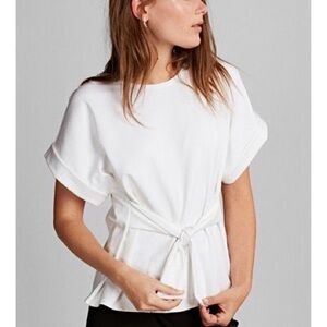 Express White Short Sleeve Belted Women’s Top XS